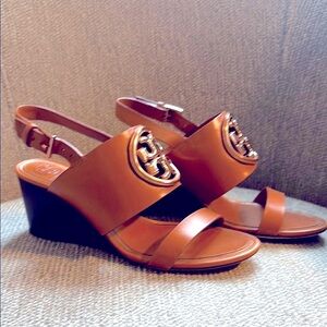 Tory Burch Brown Wedge Sandals